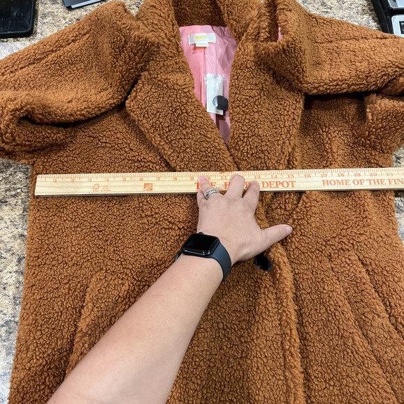 Maeve by Anthropologie Brown Silas Sherpa Long Coat Two Button Front Sz Med NWTs - Picture 10 of 14